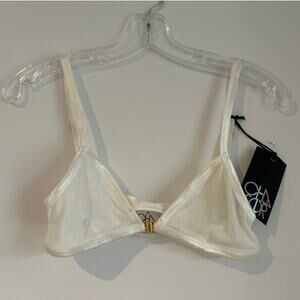 NWT Chaser Mesh Front Clasp Bralette, White/Cream, Women's Size Medium